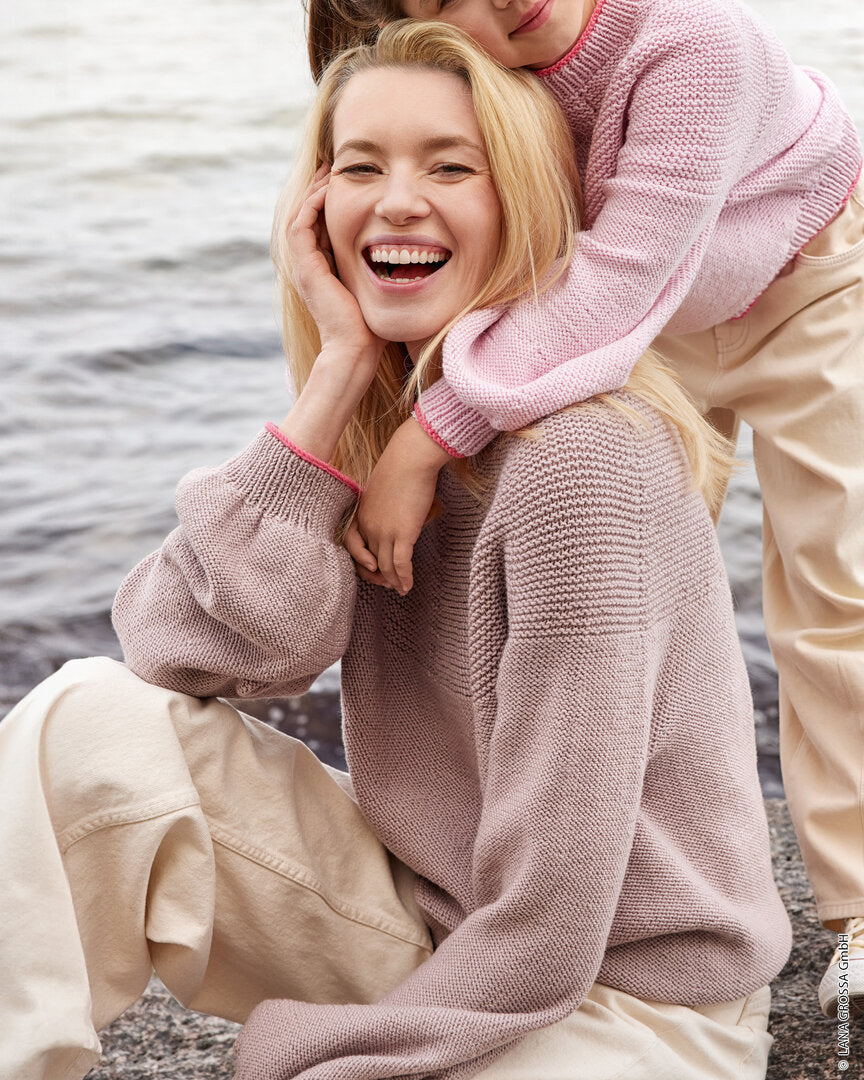 Top Down Pullover Cool Wool Big ♥ Merino No 4 - Modell 31 - Lana Grossa ♥ (Anleitung zum Strickset)