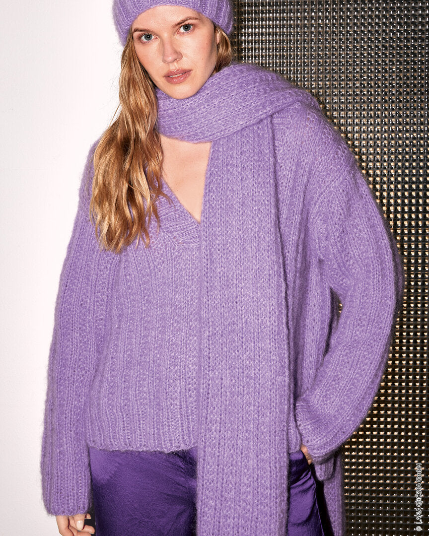 V-Pullover Mohair di Gio ♥ Nera No 3 - Modell 50 - Lana Grossa ♥ (Anleitung zum Strickset)