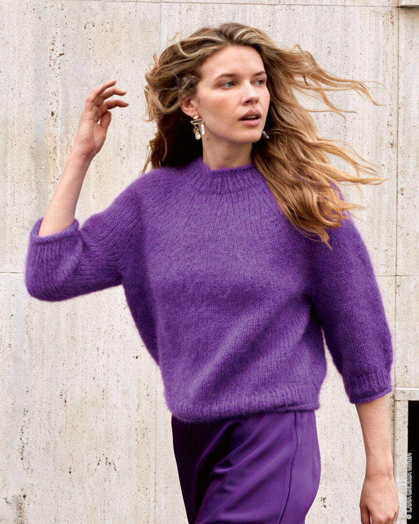 Pullover Top Down Mohair di Gio ♥ Nera No 3 - Modell 53 - Lana Grossa ♥ (Anleitung zum Strickset)
