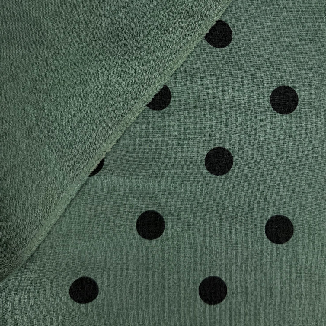 Musselin/Double Gauze "Polka Dots" - Eigenproduktion l&p - dunkles Salbeigrün