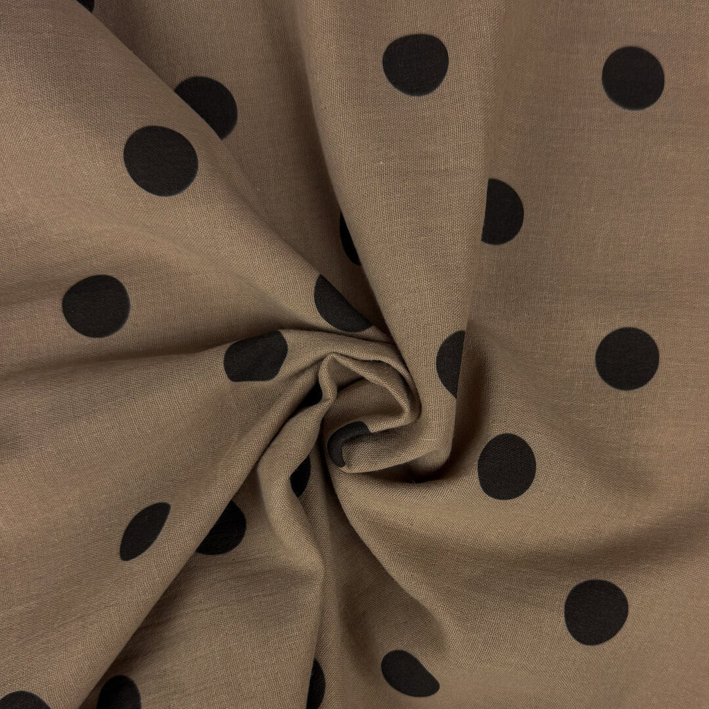 Musselin/Double Gauze "Polka Dots" - Eigenproduktion l&p - dunkel Sandbeige