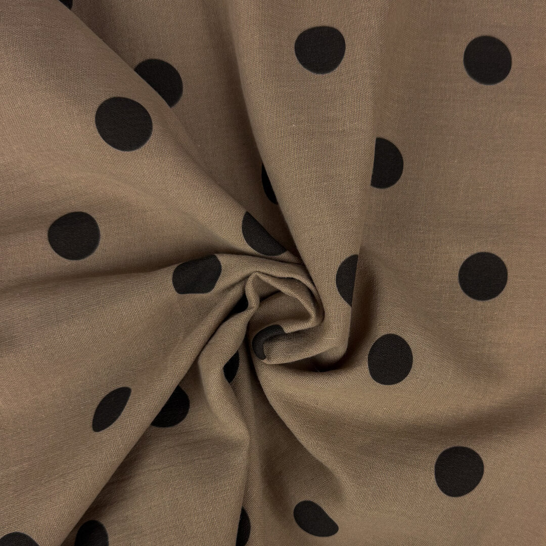 Musselin/Double Gauze "Polka Dots" - Eigenproduktion l&p - dunkel Sandbeige