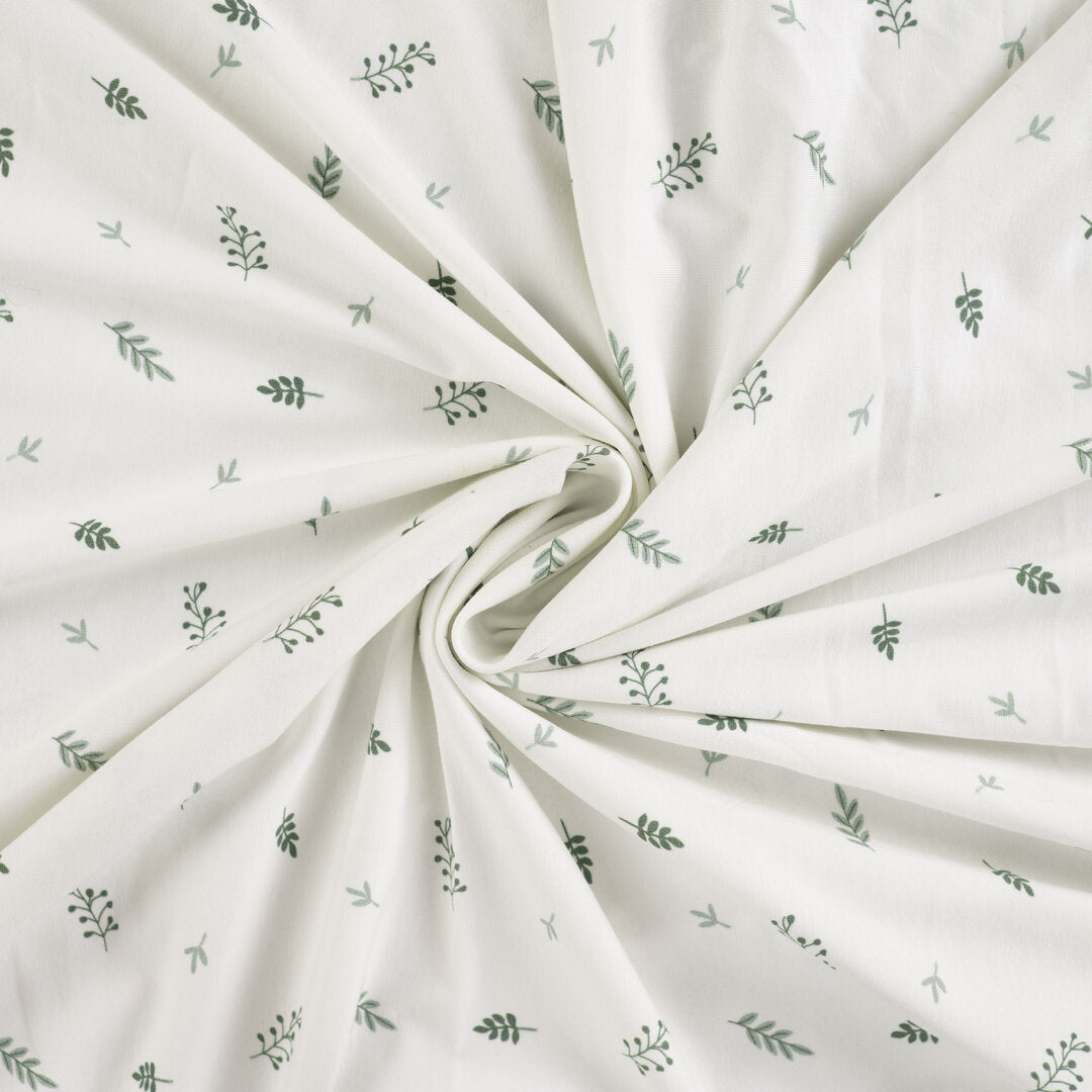 Jersey "Leaves" - ecru/pastell