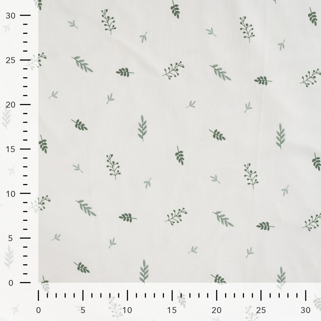 Jersey "Leaves" - ecru/pastell