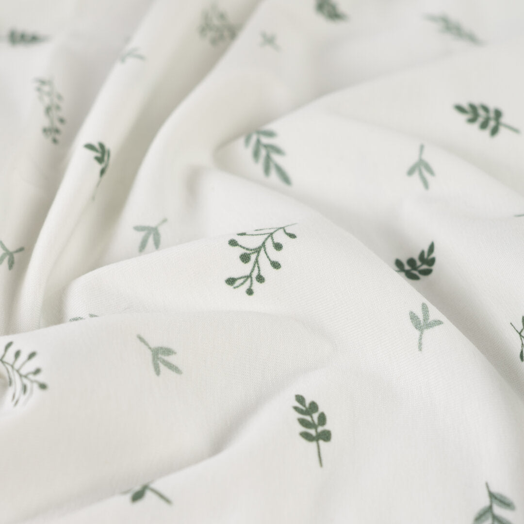 Jersey "Leaves" - ecru/pastell