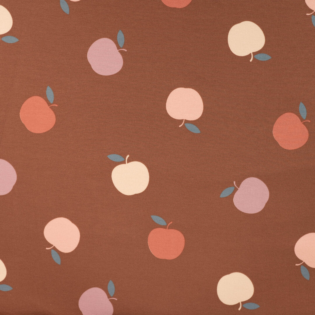 French Terry brusehd "Apples" - braun