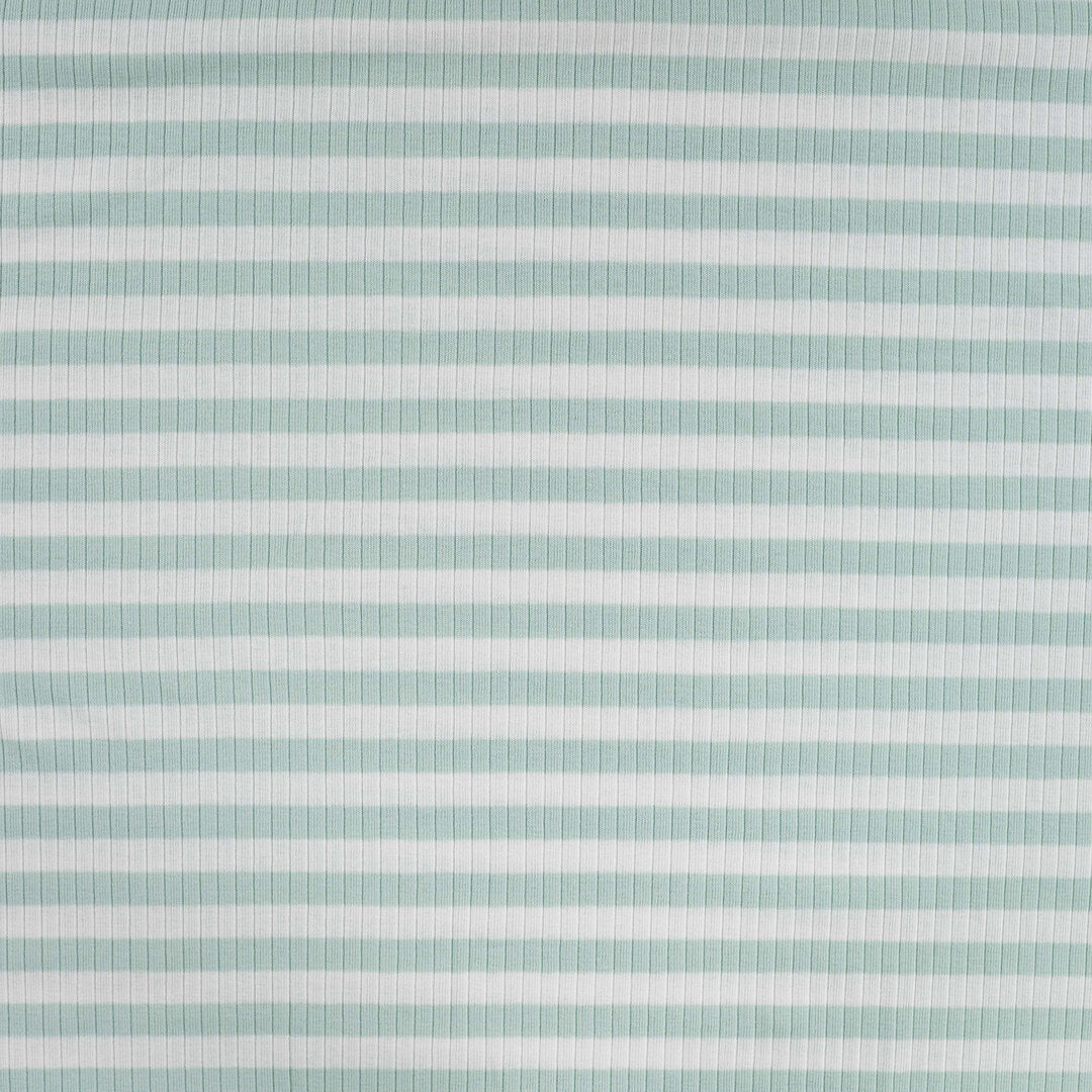 Baumwoll Rippjersey Streifen - dusty mint/white