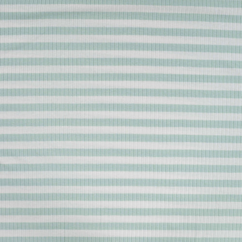 Baumwoll Rippjersey Streifen - dusty mint/white