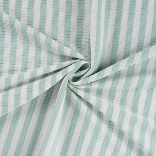 Baumwoll Rippjersey Streifen - dusty mint/white
