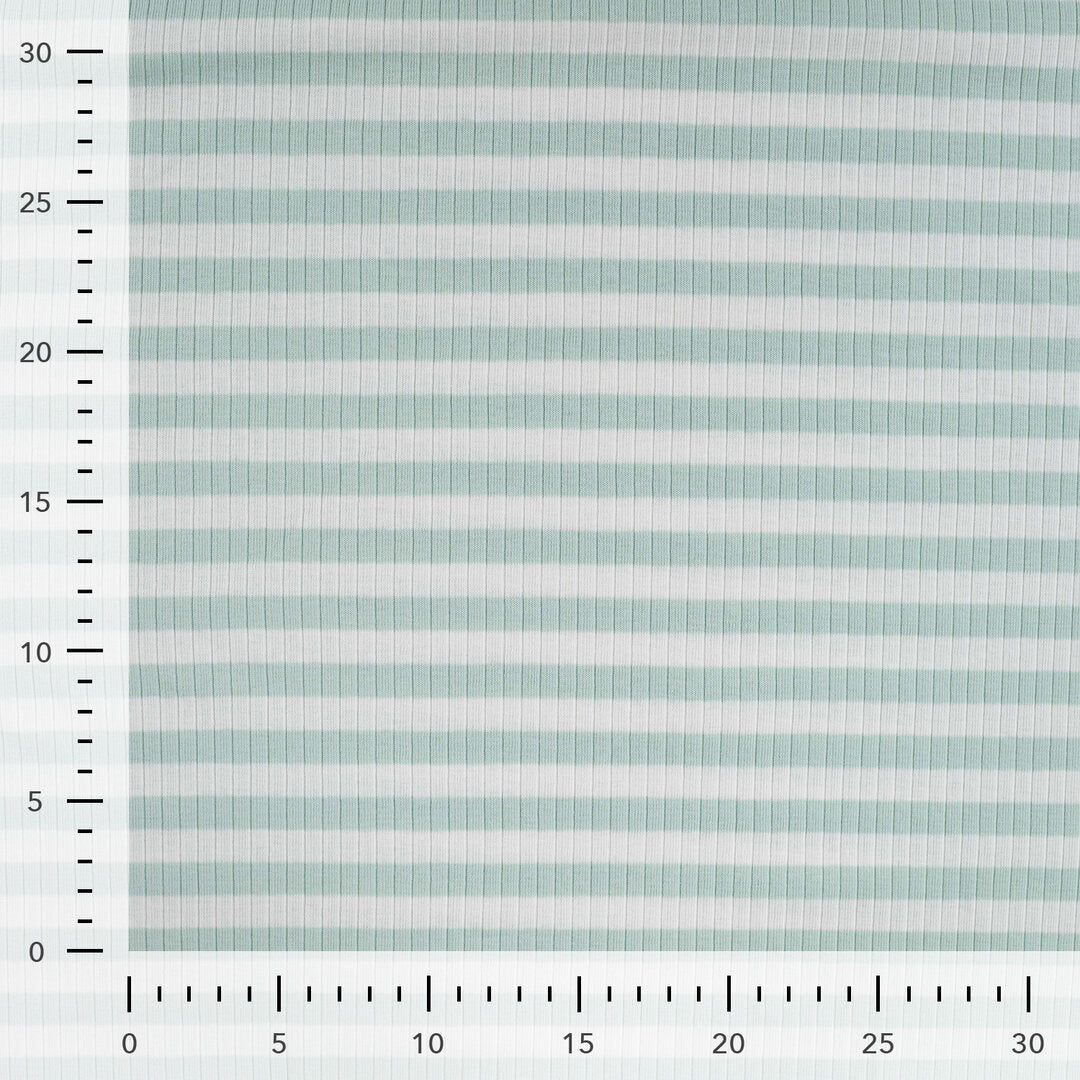 Baumwoll Rippjersey Streifen - dusty mint/white