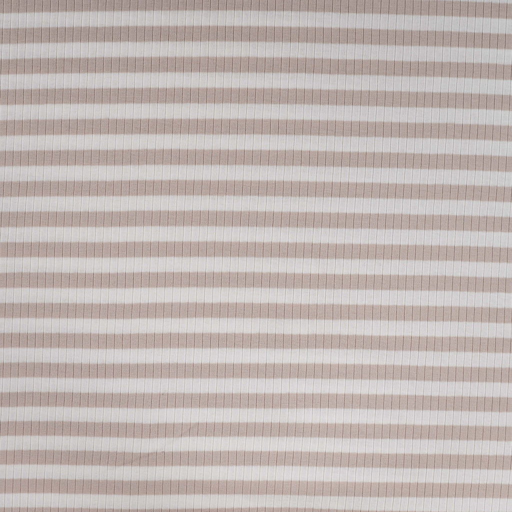 Baumwoll Rippjersey Streifen - sand/white