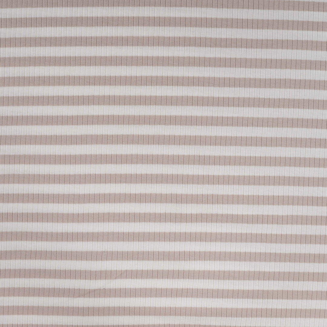 Baumwoll Rippjersey Streifen - sand/white