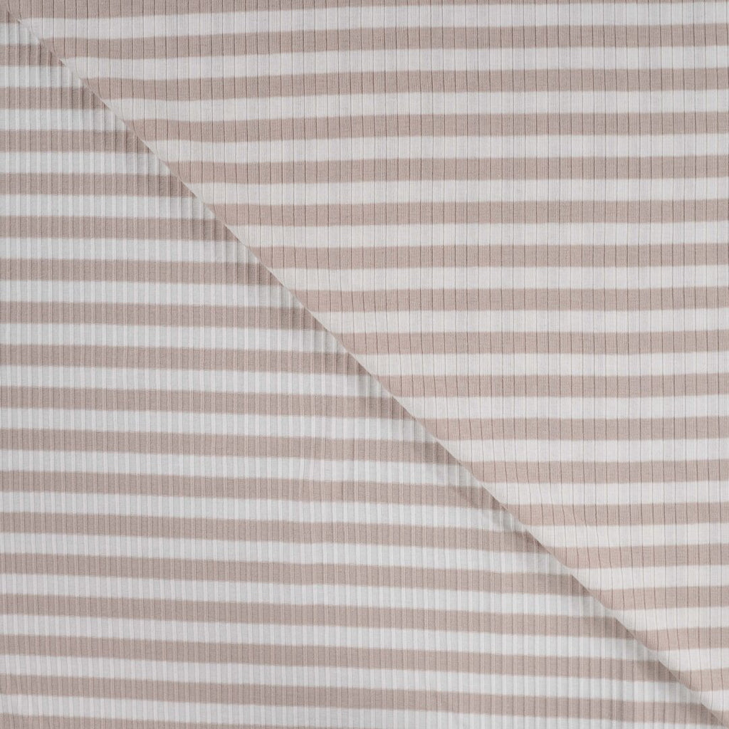 Baumwoll Rippjersey Streifen - sand/white