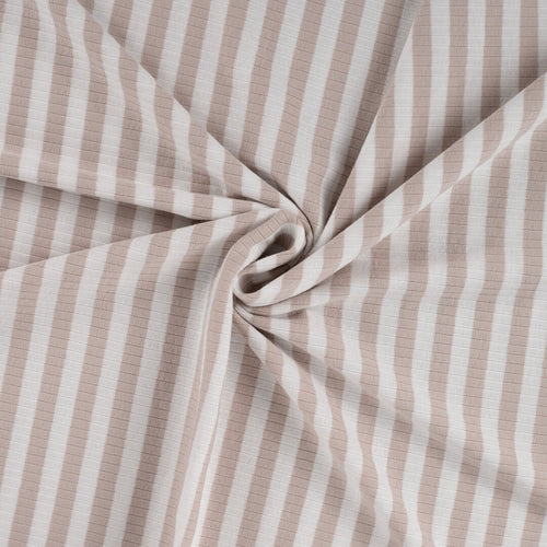 Baumwoll Rippjersey Streifen - sand/white