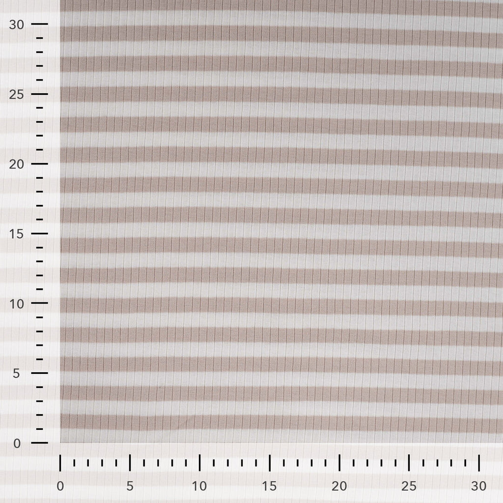 Baumwoll Rippjersey Streifen - sand/white