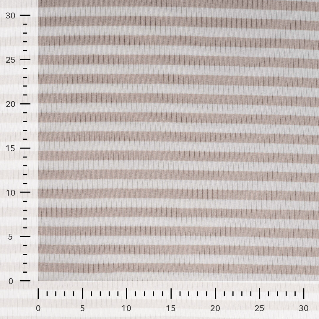 Baumwoll Rippjersey Streifen - sand/white