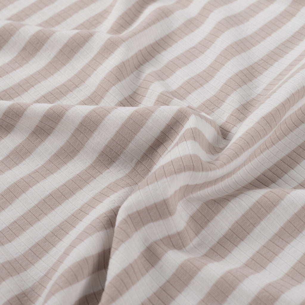 Baumwoll Rippjersey Streifen - sand/white