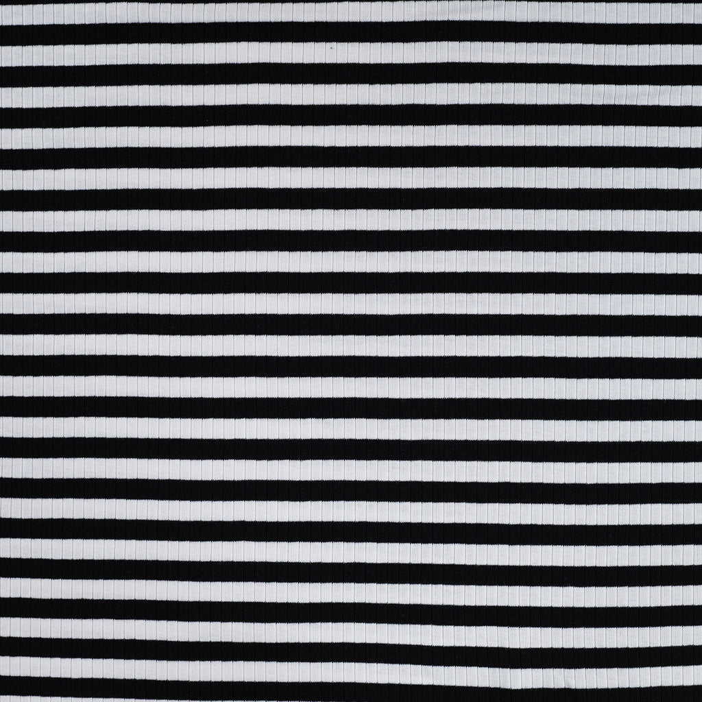 Baumwoll Rippjersey Streifen - black/white