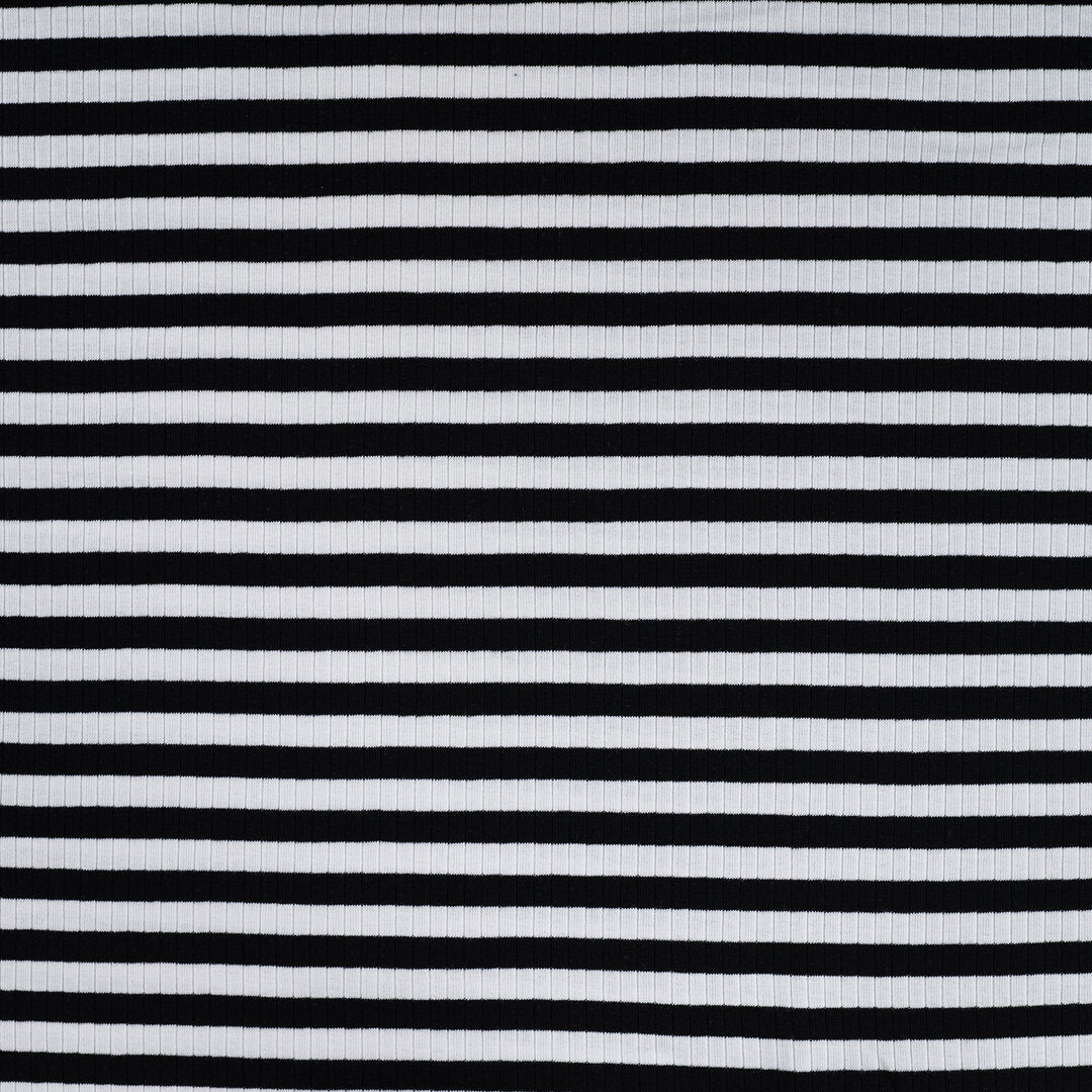 Baumwoll Rippjersey Streifen - black/white