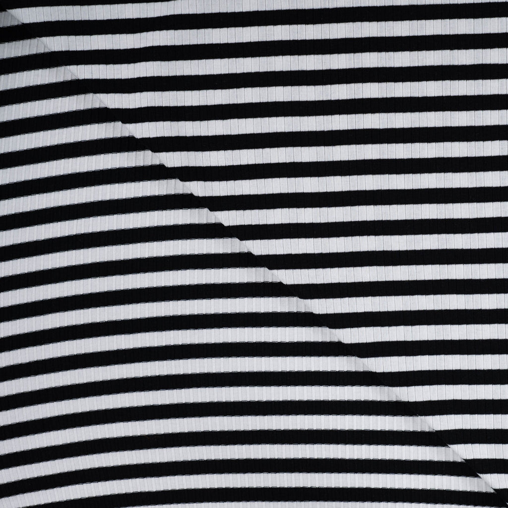 Baumwoll Rippjersey Streifen - black/white