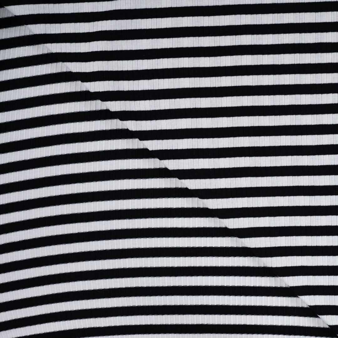 Baumwoll Rippjersey Streifen - black/white