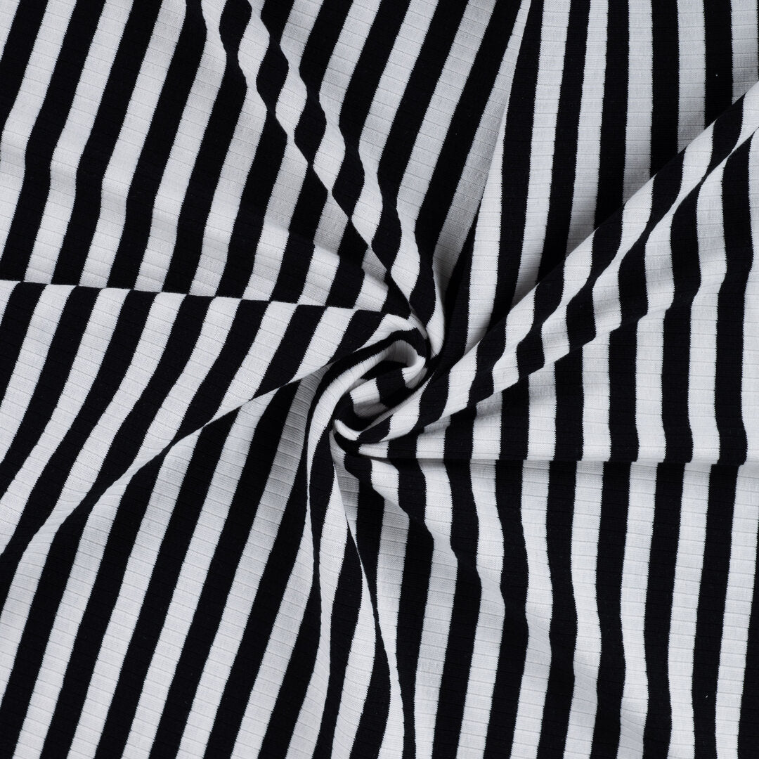 Baumwoll Rippjersey Streifen - black/white