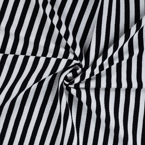 Baumwoll Rippjersey Streifen - black/white