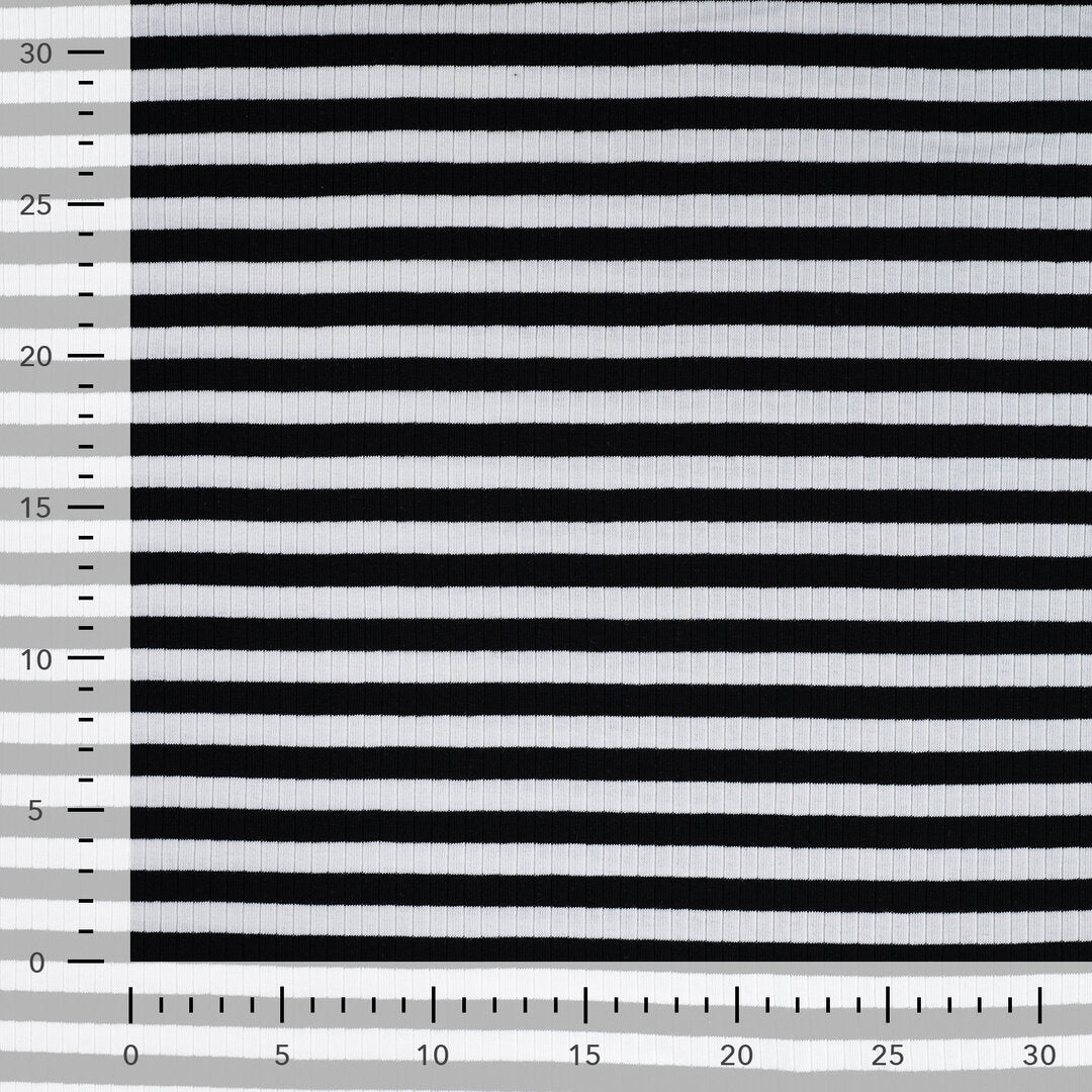 Baumwoll Rippjersey Streifen - black/white