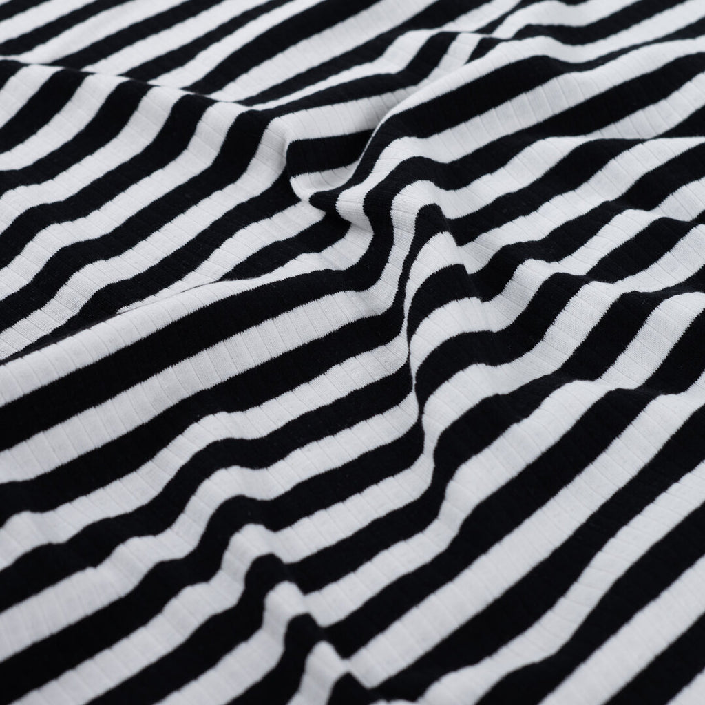 Baumwoll Rippjersey Streifen - black/white