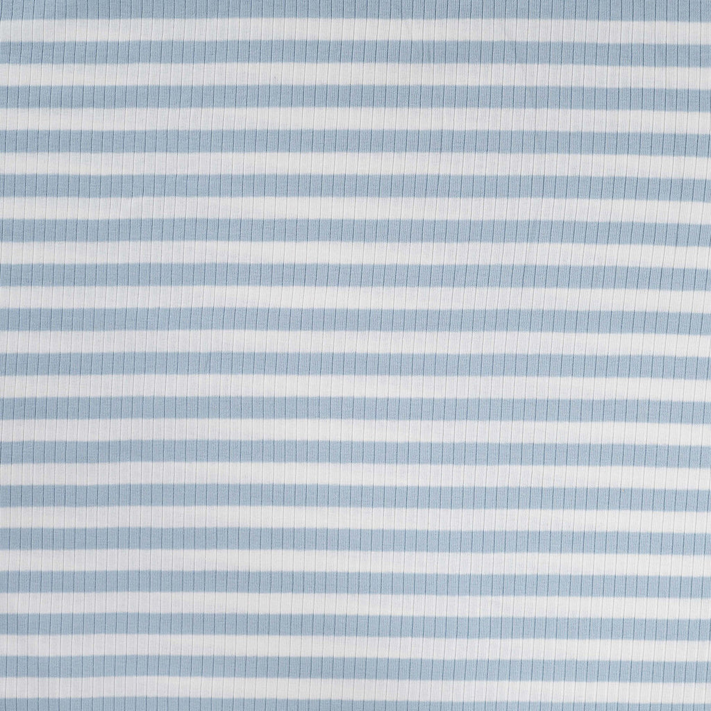 Baumwoll Rippjersey Streifen - dusty blue/white
