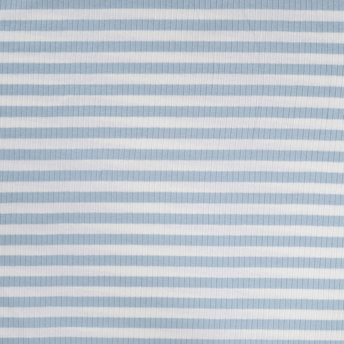 Baumwoll Rippjersey Streifen - dusty blue/white