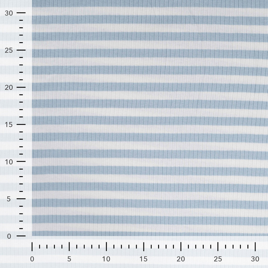 Baumwoll Rippjersey Streifen - dusty blue/white