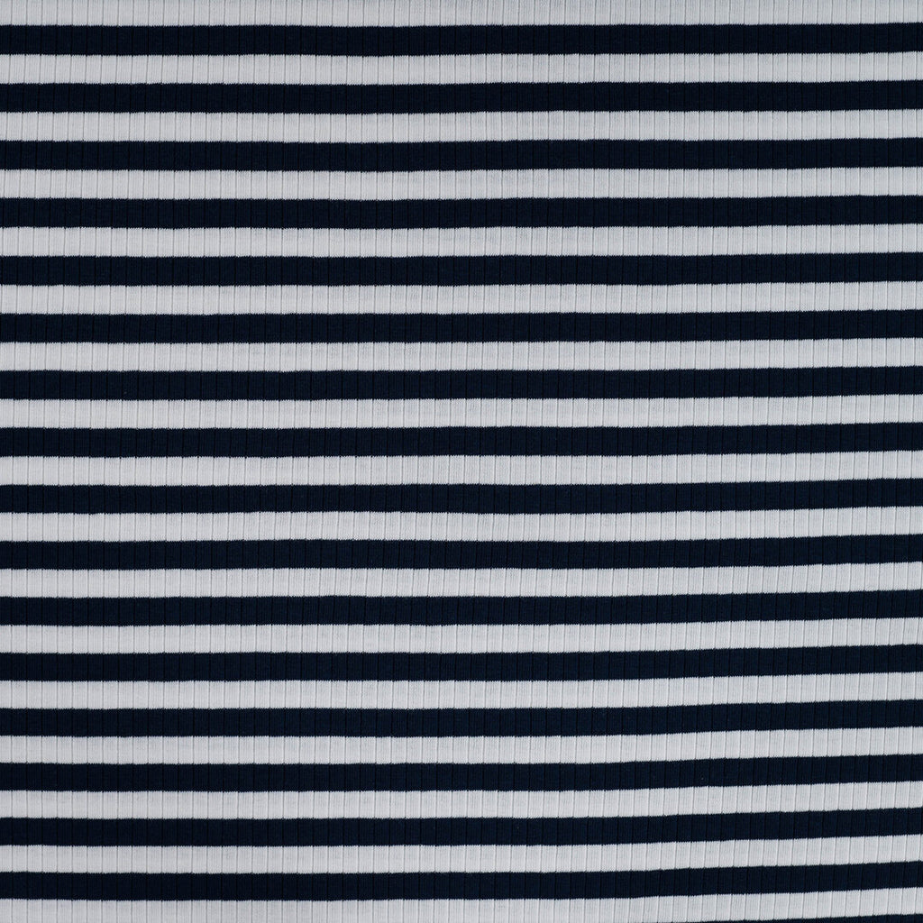 Baumwoll Rippjersey Streifen - navy/white