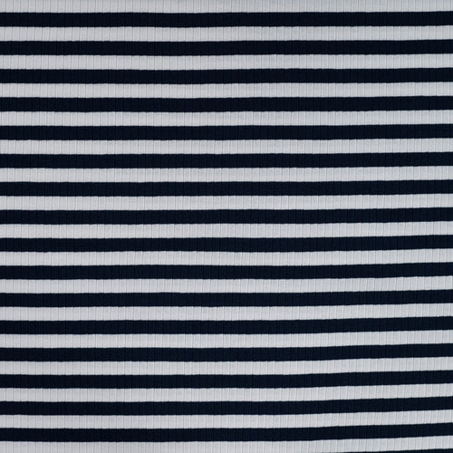 Baumwoll Rippjersey Streifen - navy/white