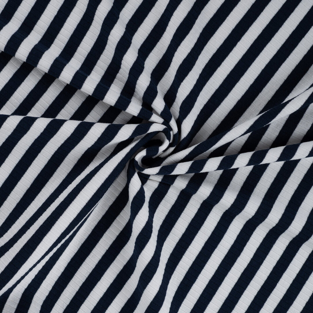 Baumwoll Rippjersey Streifen - navy/white