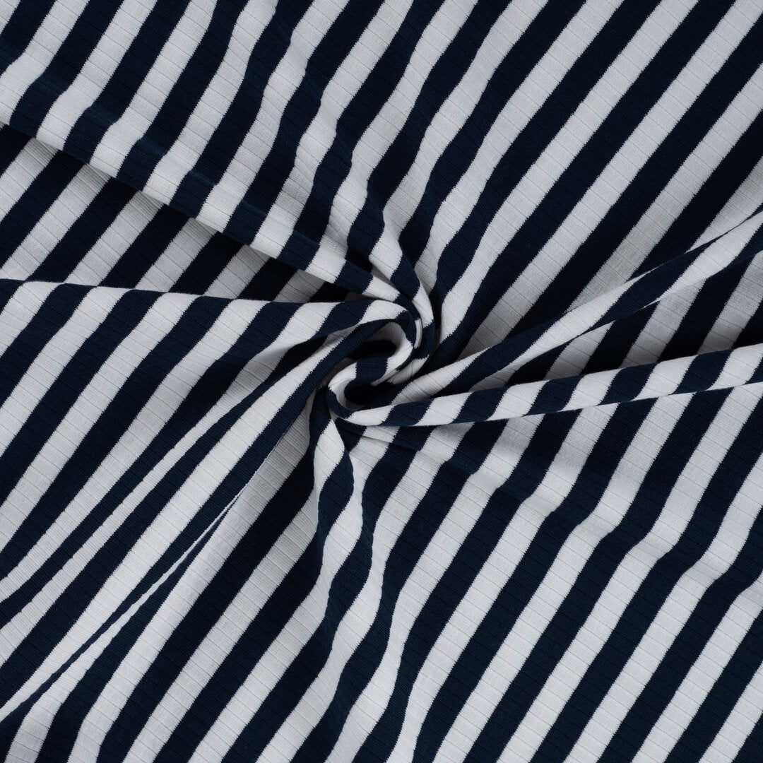 Baumwoll Rippjersey Streifen - navy/white