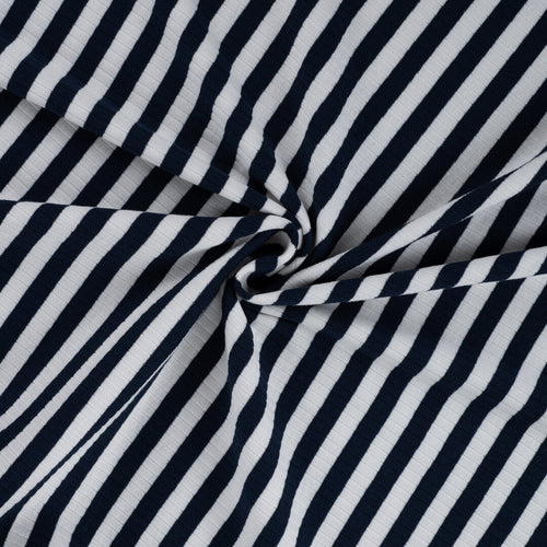Baumwoll Rippjersey Streifen - navy/white