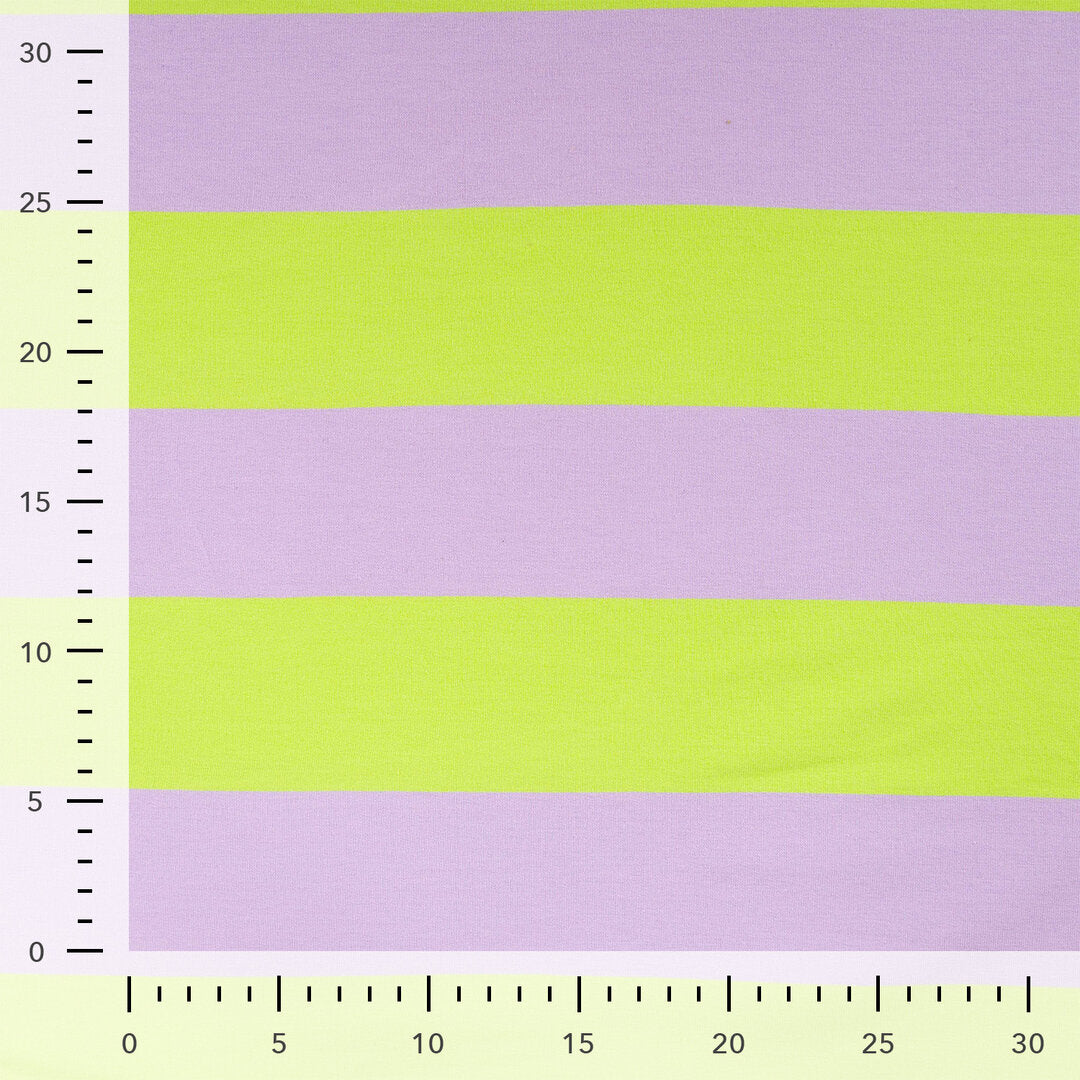 French Terry Block-Streifen - lavendel/lime