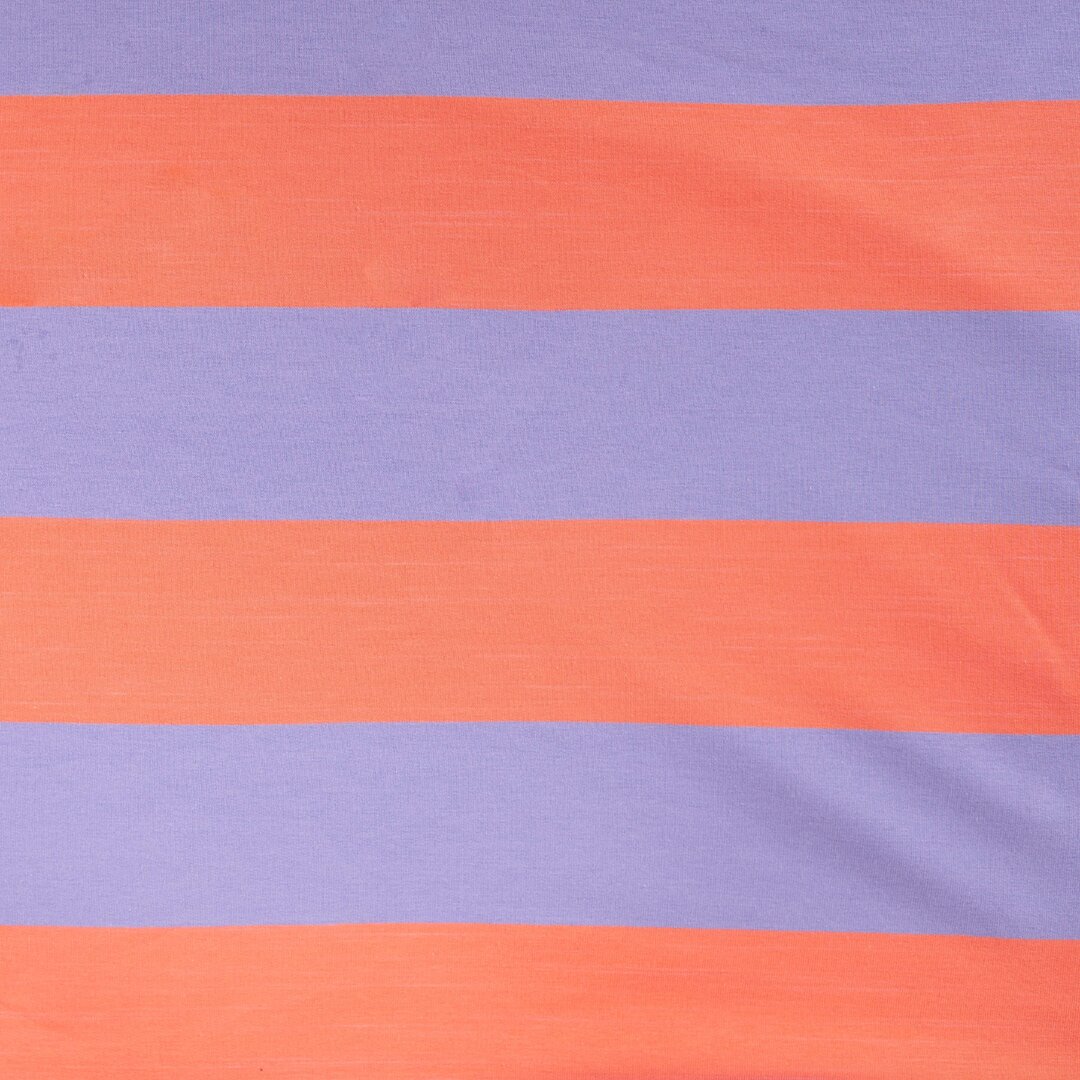 French Terry Block-Streifen - lavendel/orange