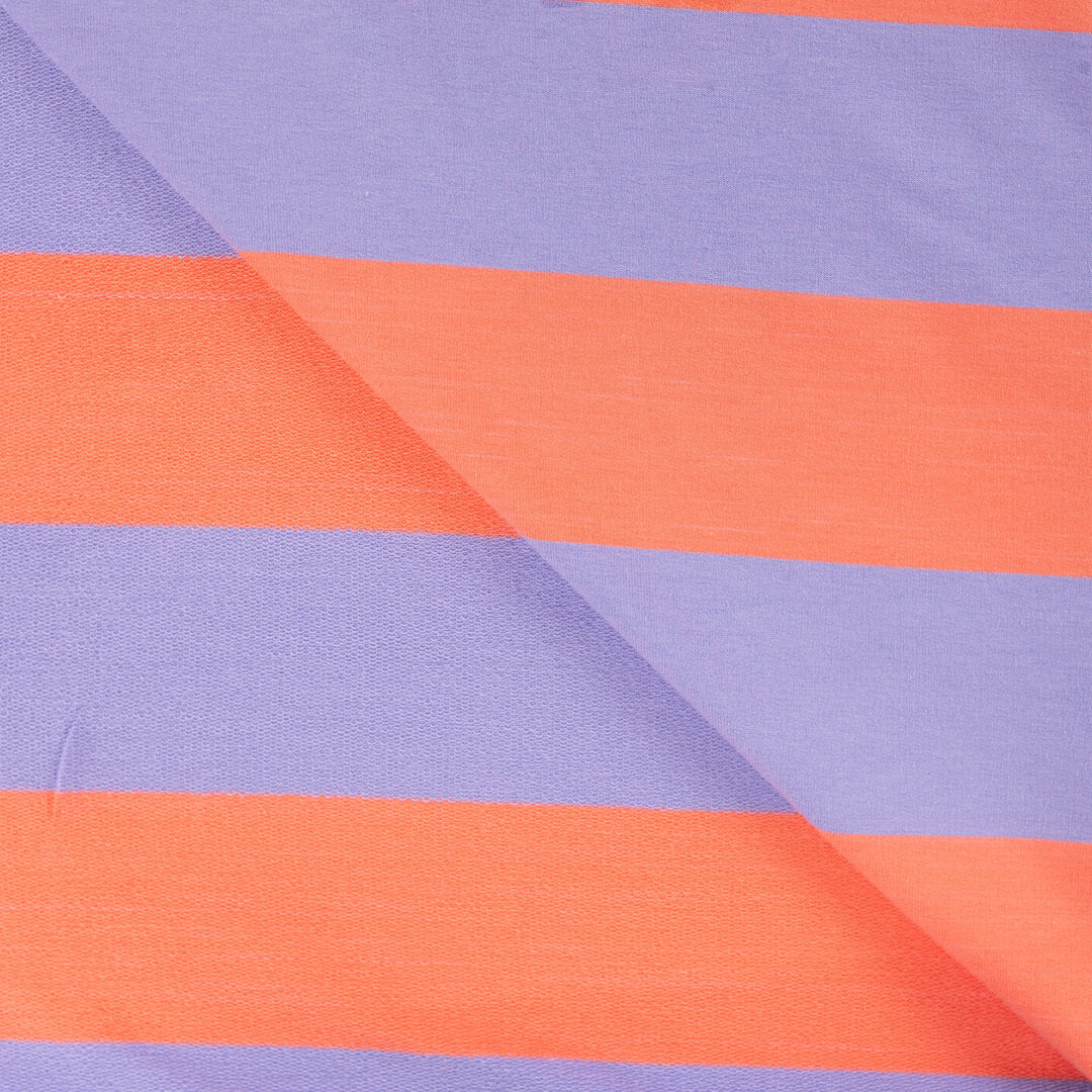 French Terry Block-Streifen - lavendel/orange