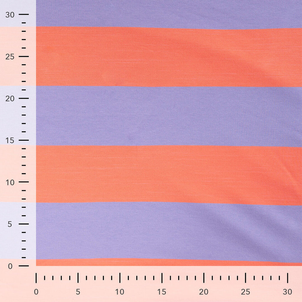 French Terry Block-Streifen - lavendel/orange