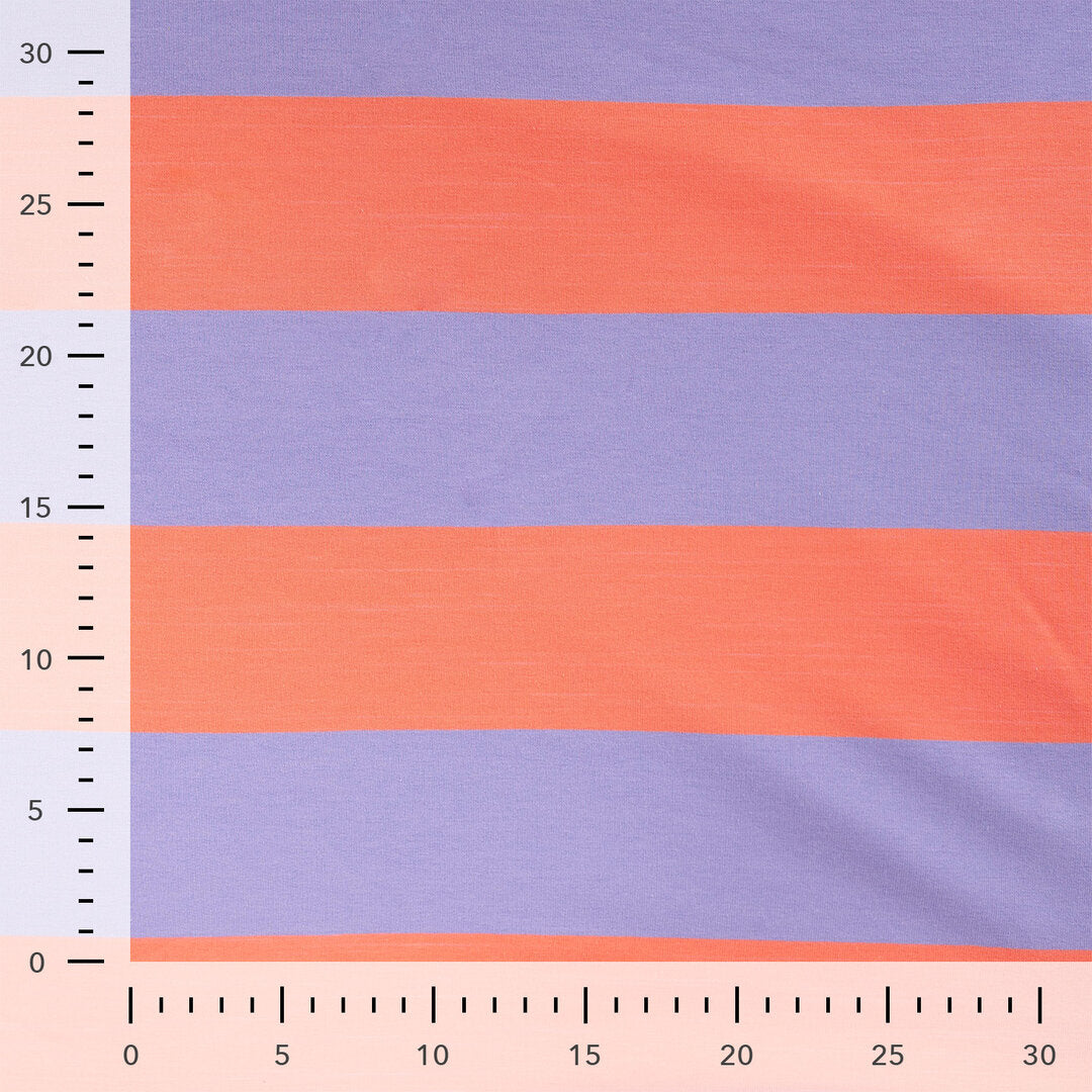 French Terry Block-Streifen - lavendel/orange