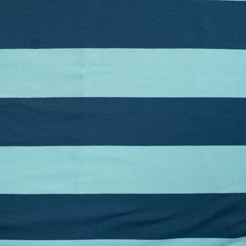 French Terry Block-Streifen - petrol/türkis