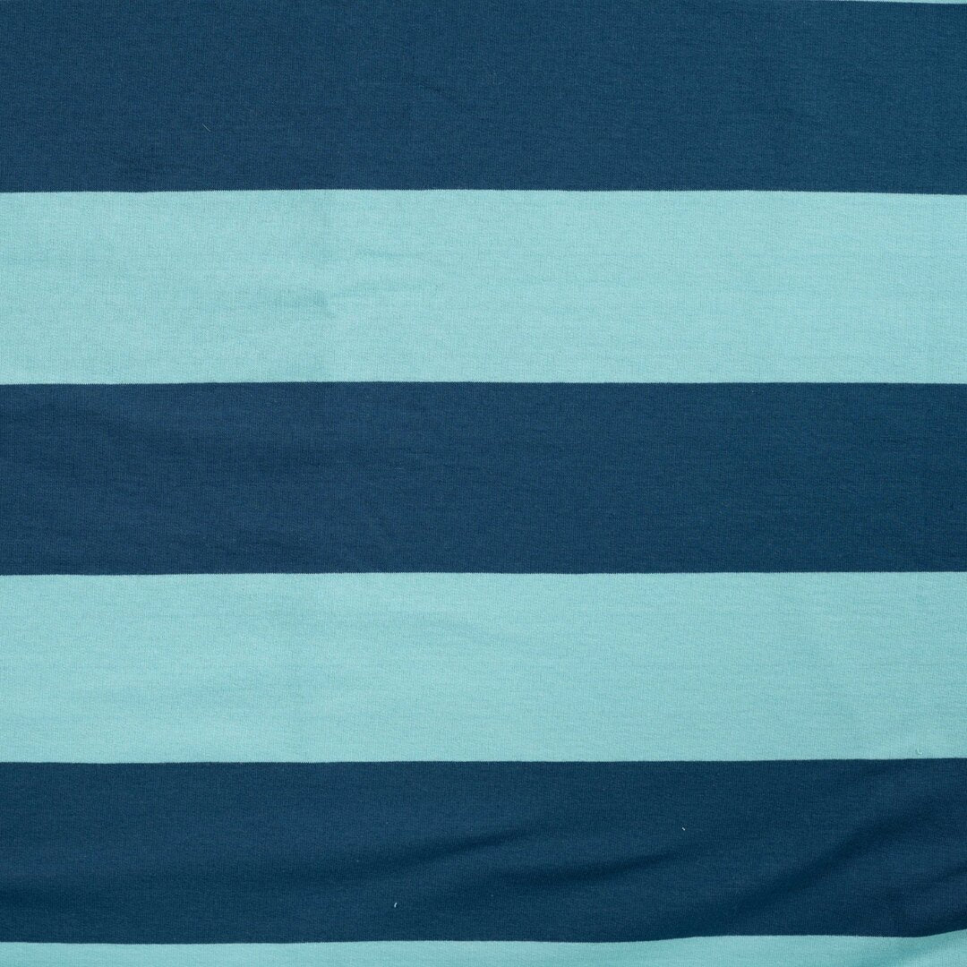 French Terry Block-Streifen - petrol/türkis