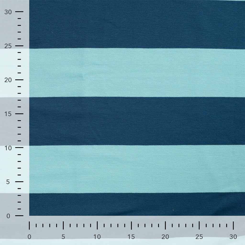 French Terry Block-Streifen - petrol/türkis