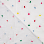 Baumwolle mit Stickerei - bunte Herzen