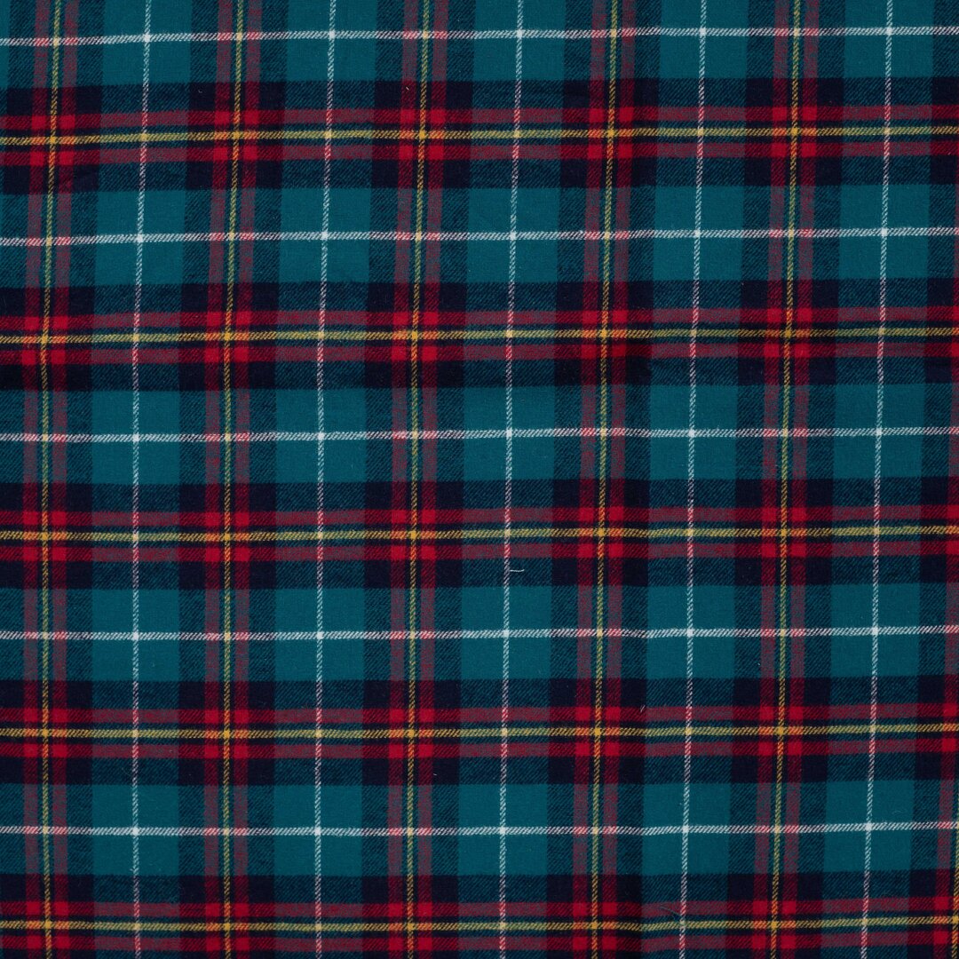 Baumwoll-Flanell check light - petrol
