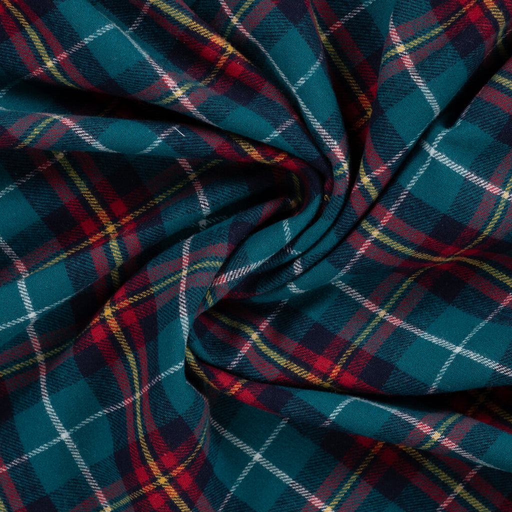 Baumwoll-Flanell check light - petrol