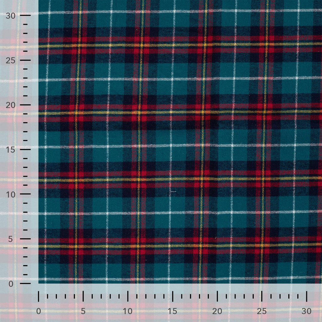 Baumwoll-Flanell check light - petrol