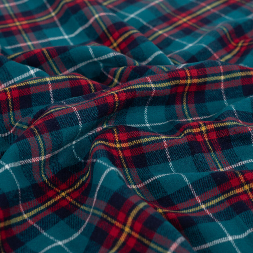 Baumwoll-Flanell check light - petrol